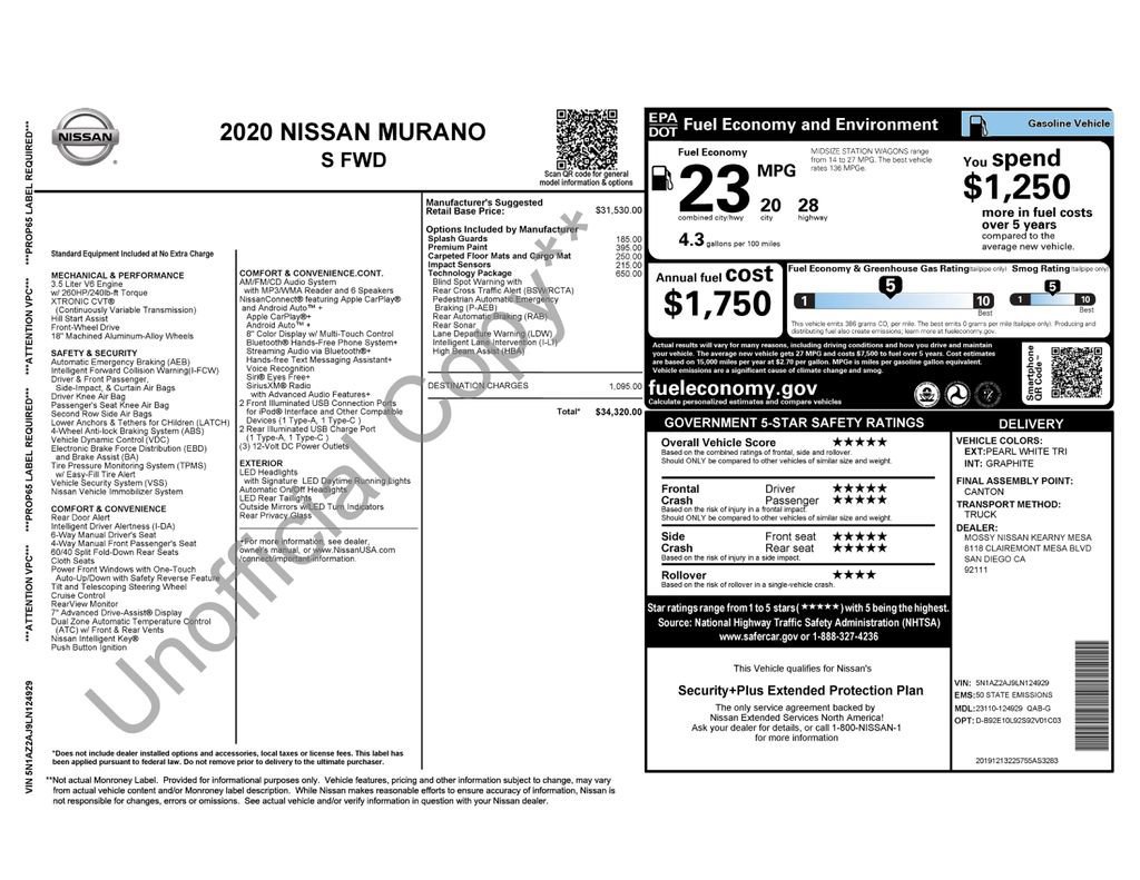 Used 2020 Nissan Murano S w/ Technology Package image 32