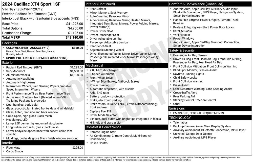 Used 2024 Cadillac XT4 Sport w/ Cold Weather Package image 7