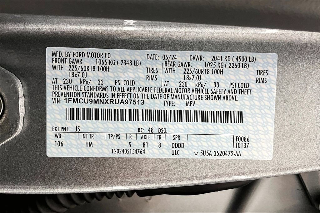 Certified 2024 Ford Escape ST-Line w/ Tech Pack #1 AWD/4WD image 35