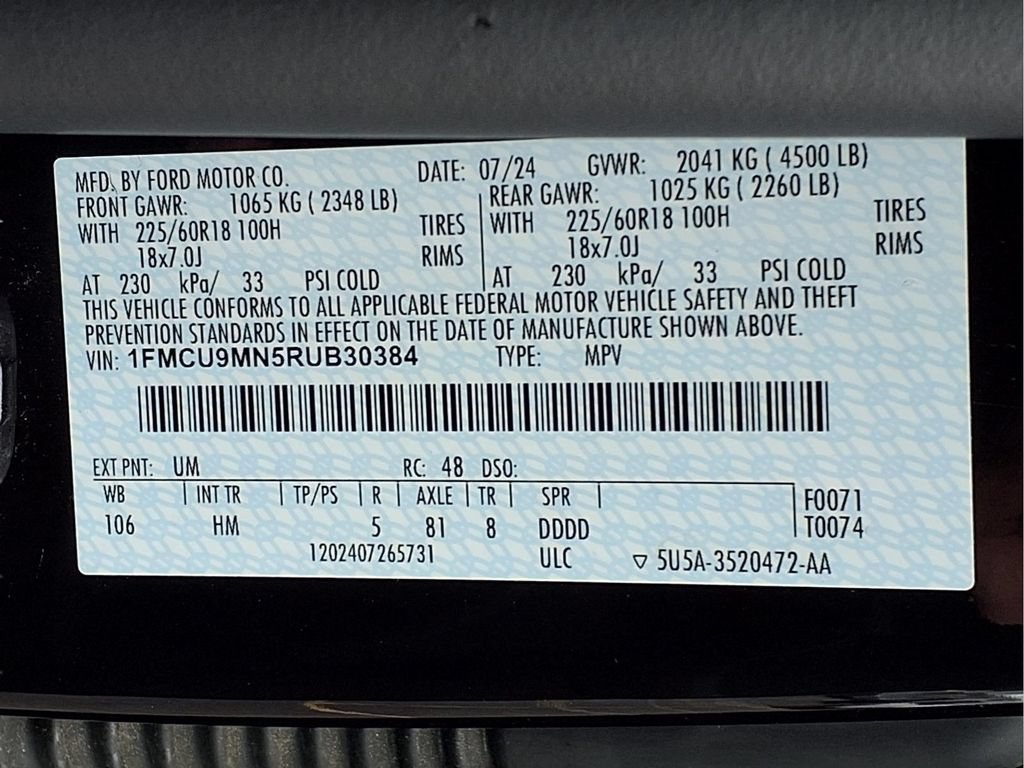 Certified 2024 Ford Escape ST-Line w/ Tech Pack #1 AWD/4WD image 23