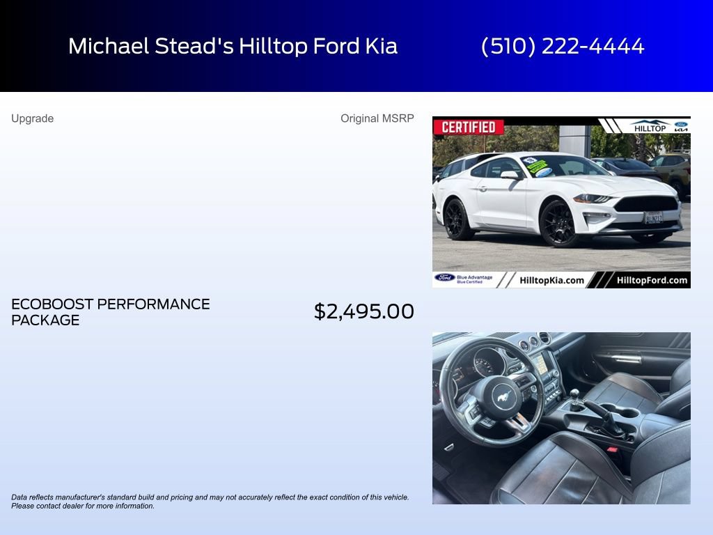 Certified 2018 Ford Mustang Premium w/ Ecoboost Performance Package RWD image 6