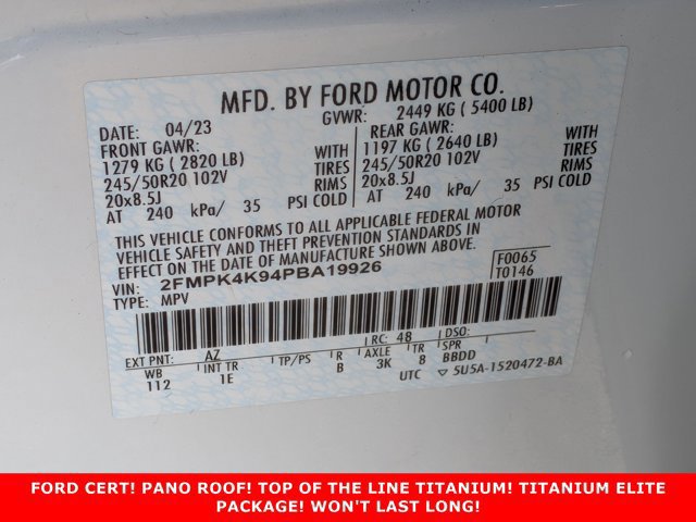 Certified 2023 Ford Edge Titanium w/ Equipment Group 301A image 30