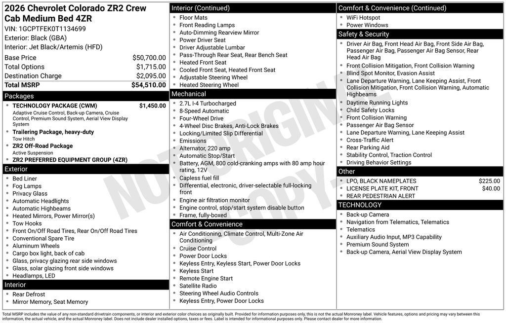 Used 2026 Chevrolet Colorado ZR2 w/ Technology Package AWD/4WD image 7