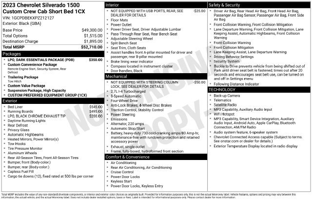 Used 2023 Chevrolet Silverado 1500 Custom w/ LPO, Dark Essentials Package AWD/4WD image 36