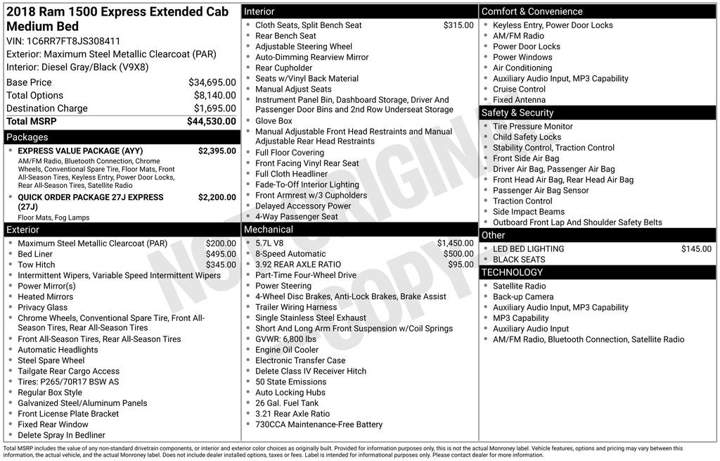 Used 2018 RAM 1500 Express w/ Express Value Package AWD/4WD image 5