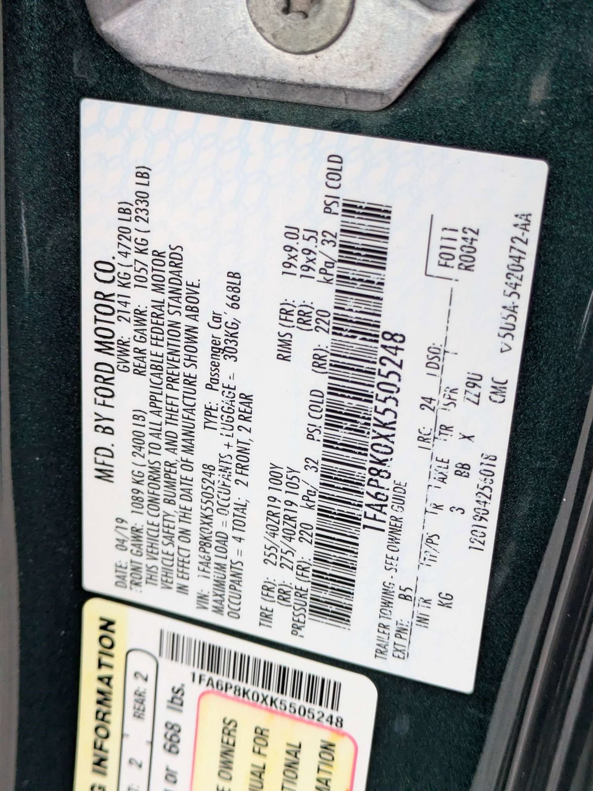 Certified 2019 Ford Mustang Bullitt w/ Bullitt Electronics Package RWD image 16