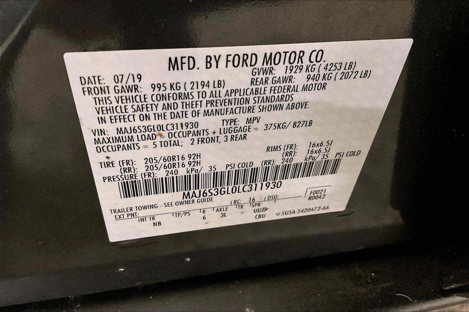 Certified 2020 Ford EcoSport SE w/ SE Convenience Package image 32