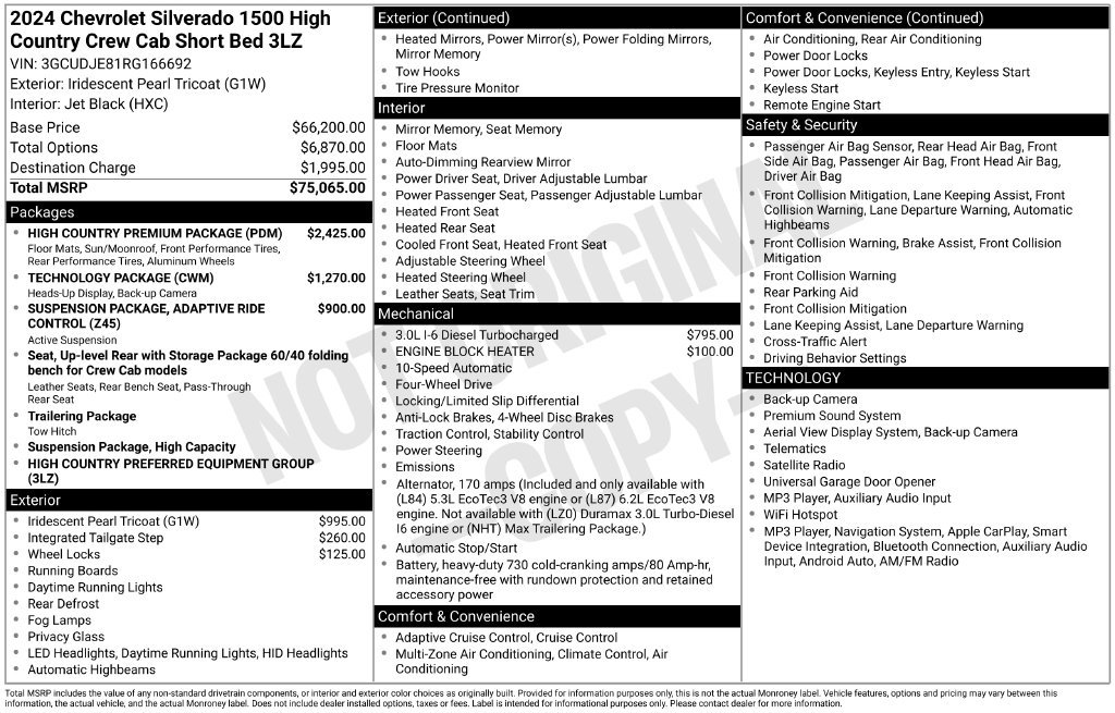 Used 2024 Chevrolet Silverado 1500 High Country w/ High Country Premium Package AWD/4WD image 8