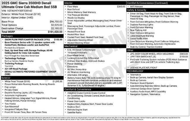 Used 2025 GMC Sierra 3500 Denali Ultimate w/ Snow Plow Prep/Camper Package AWD/4WD image 9