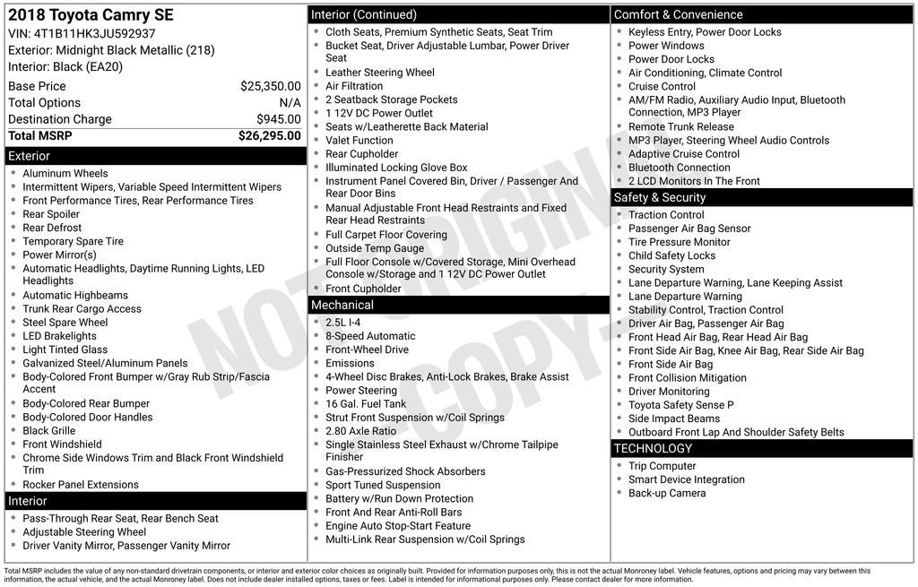 Used 2018 Toyota Camry SE image 10