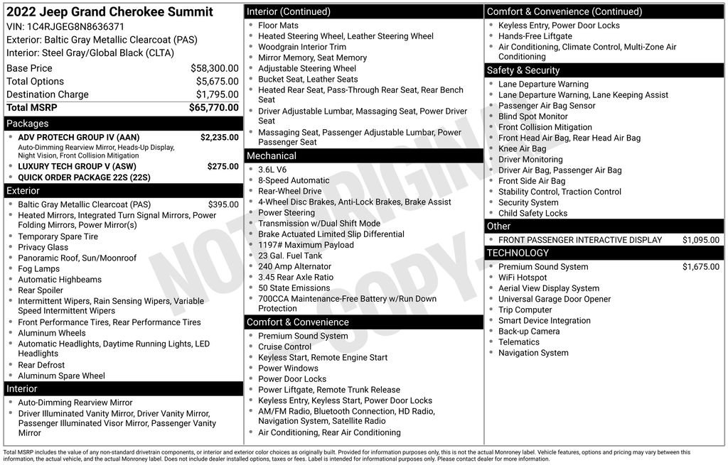 Used 2022 Jeep Grand Cherokee Summit w/ Adv Protech Group IV image 7