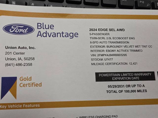 Certified 2024 Ford Edge SEL w/ Convenience Package AWD/4WD image 22