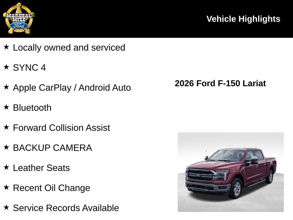 Certified 2026 Ford F150 Lariat w/ Tow/Haul Package RWD image 2