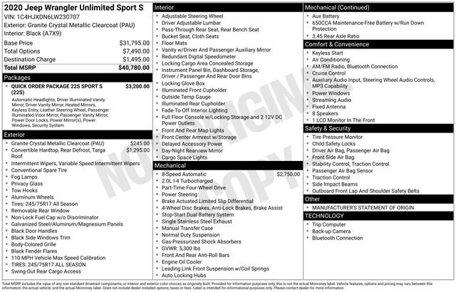 Used 2020 Jeep Wrangler Unlimited Sport S AWD/4WD image 35