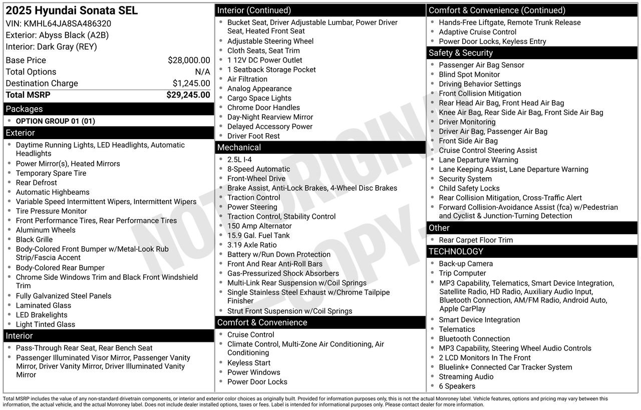 Used 2025 Hyundai Sonata SEL FWD image 53