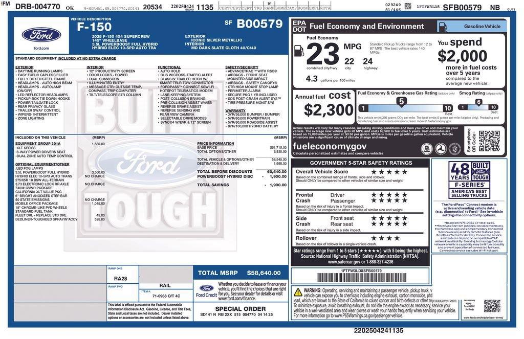 Certified 2025 Ford F150 XLT w/ Equipment Group 301A Standard image 34