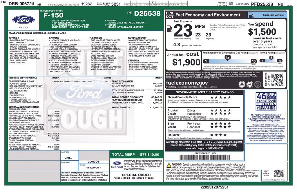 Certified 2023 Ford F150 Platinum w/ Equipment Group 701A High image 49