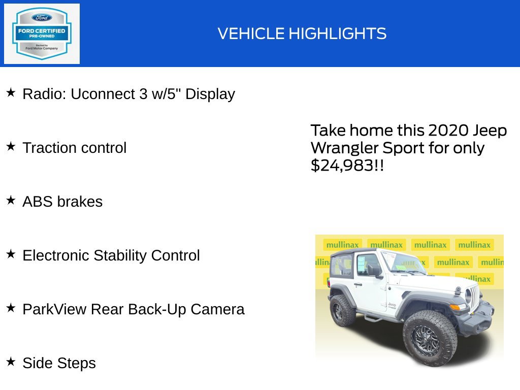 Used 2020 Jeep Wrangler Sport AWD/4WD image 18