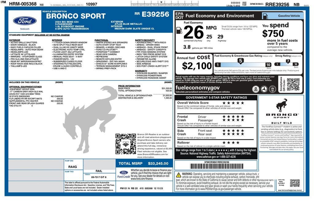 Certified 2024 Ford Bronco Sport Big Bend AWD/4WD image 41
