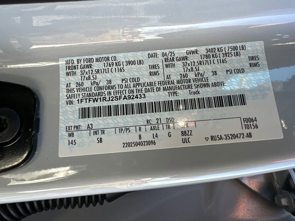 Certified 2025 Ford F150 Raptor w/ Equipment Group 803A Raptor R image 32