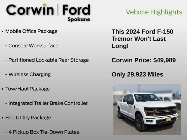 Certified 2024 Ford F150 Tremor w/ Mobile Office Package AWD/4WD image 7