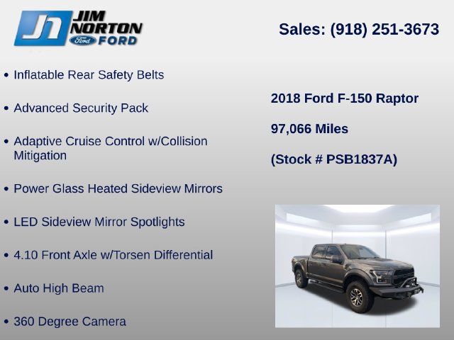 Certified 2018 Ford F150 Raptor w/ Equipment Group 802A Luxury AWD/4WD image 18