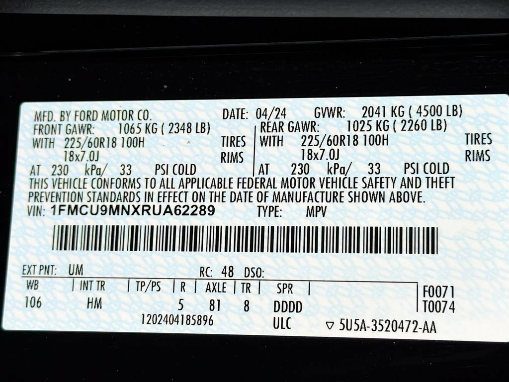 Certified 2024 Ford Escape ST-Line w/ Tech Pack #1 AWD/4WD image 35
