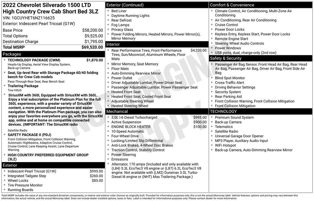 Used 2022 Chevrolet Silverado 1500 High Country w/ Technology Package AWD/4WD image 13