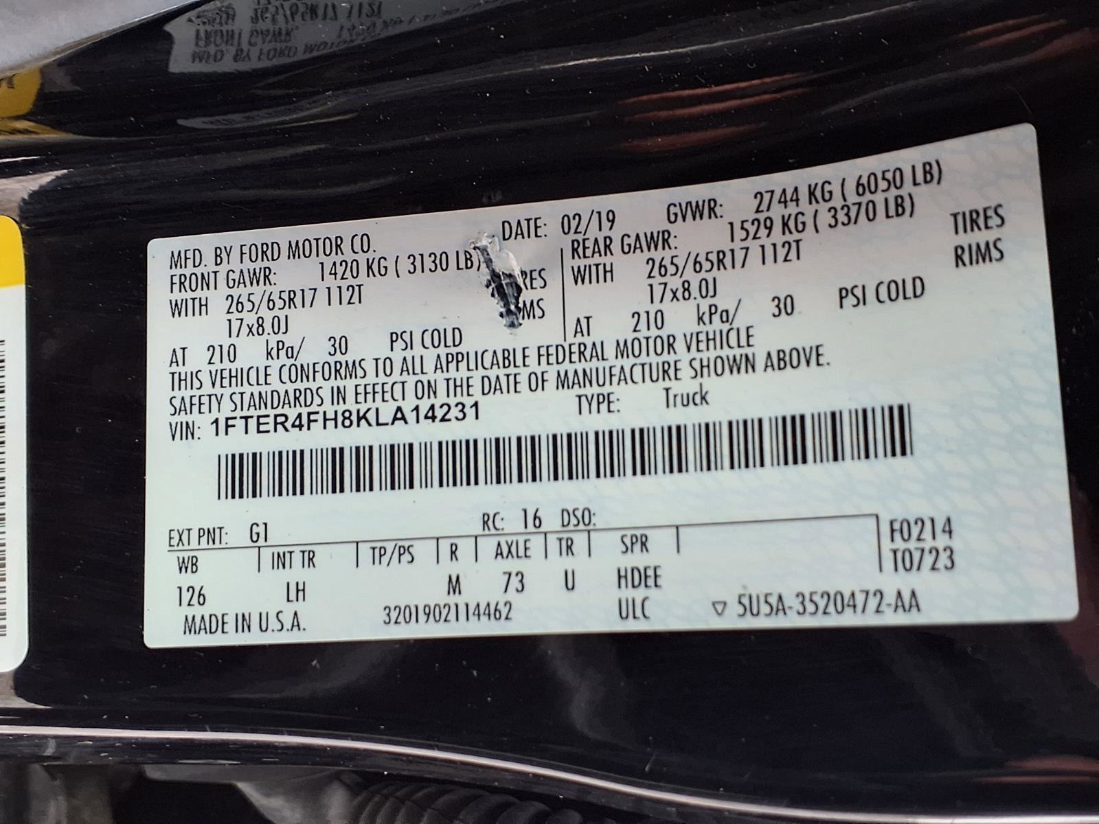 Certified 2019 Ford Ranger XLT w/ Equipment Group 302A Luxury image 27