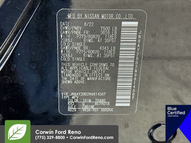 Used 2022 Nissan Armada SL w/ Captain's Chairs Package AWD/4WD image 36