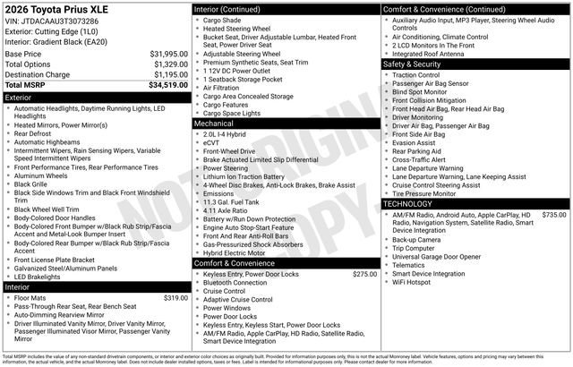 Used 2026 Toyota Prius XLE image 9