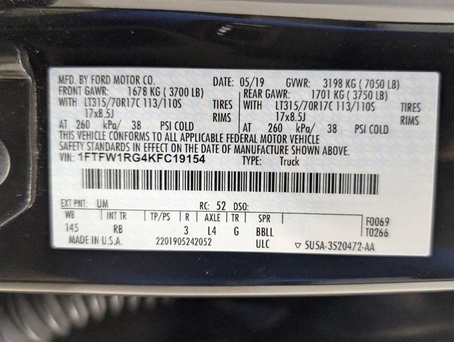 Certified 2019 Ford F150 Raptor w/ Equipment Group 802A Luxury image 11