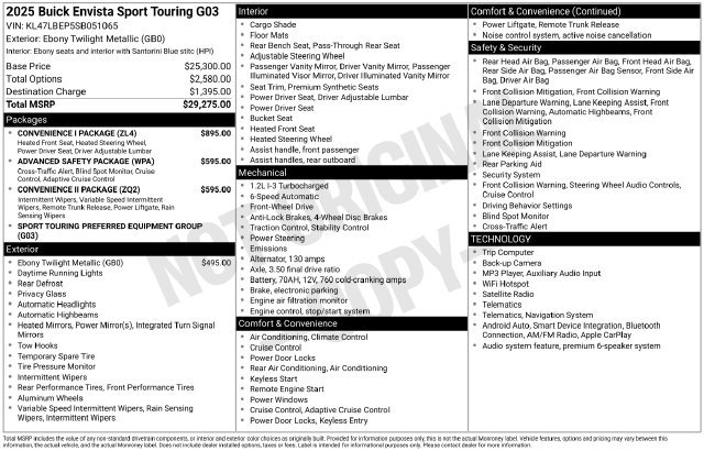 Used 2025 Buick Envista Sport Touring w/ Convenience I Package FWD image 2