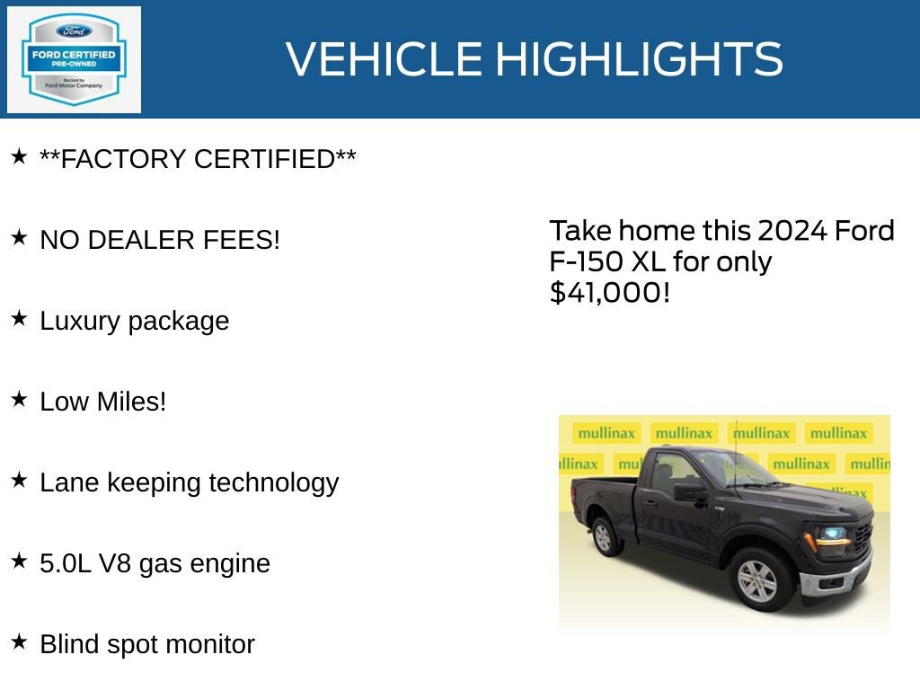 Certified 2024 Ford F150 XL w/ Equipment Group 103A High image 14