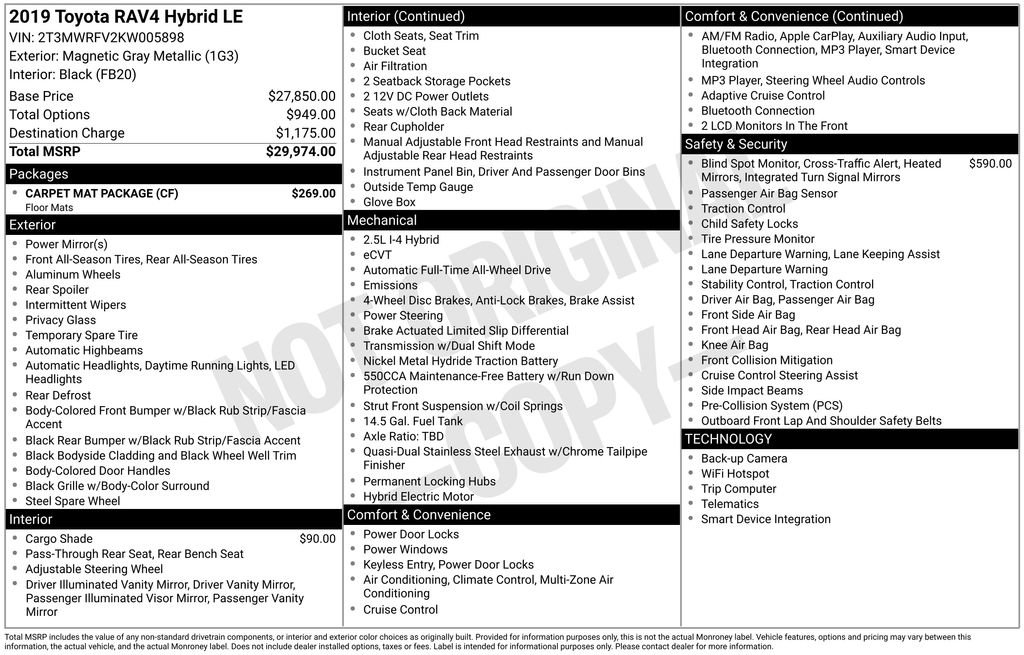 Used 2019 Toyota RAV4 LE w/ Carpet Mat Package image 5