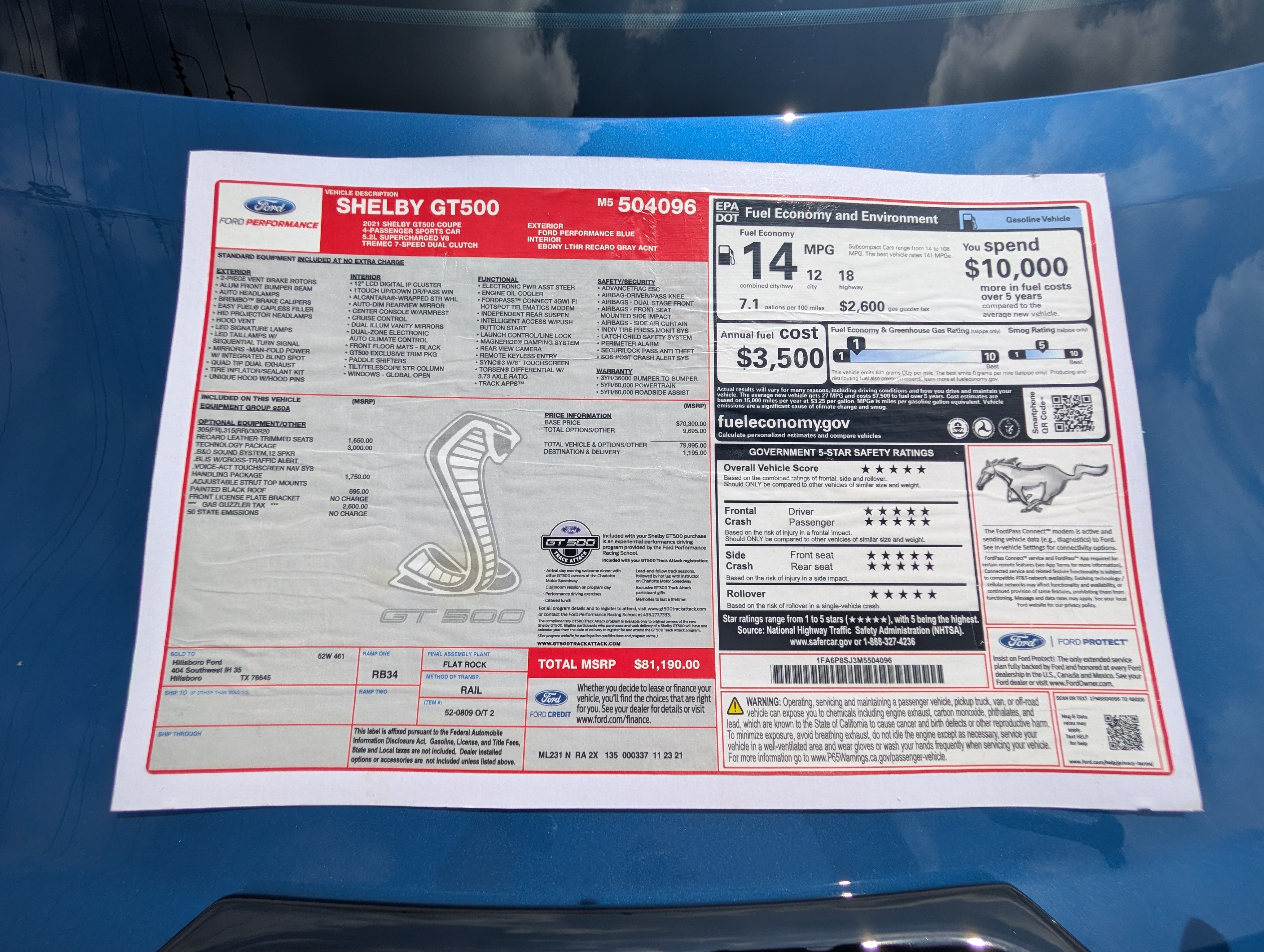 Certified 2021 Ford Mustang Shelby GT500 w/ Technology Package RWD image 32