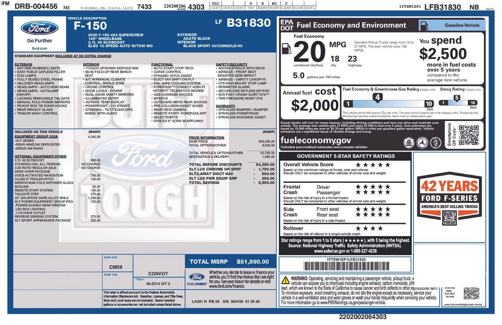 Certified 2020 Ford F150 XLT w/ Equipment Group 302A Luxury AWD/4WD image 7
