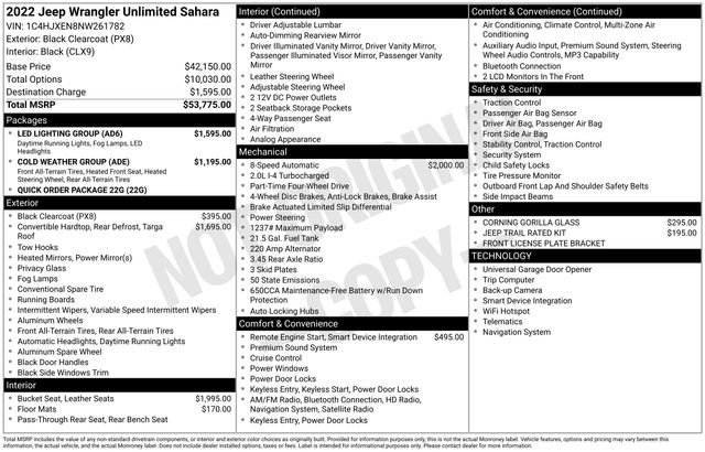 Used 2022 Jeep Wrangler Unlimited Sahara w/ LED Lighting Group image 3