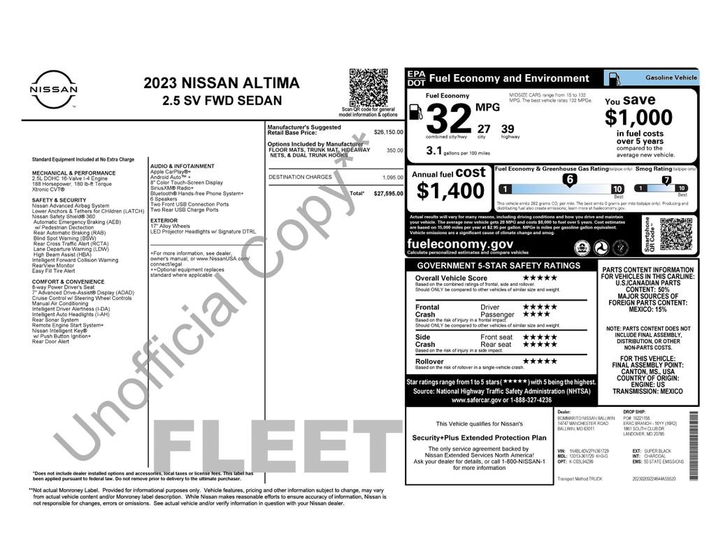 Used 2023 Nissan Altima 2.5 SV FWD image 5