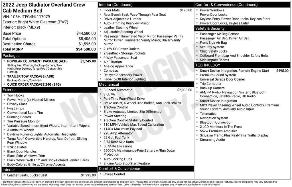 Used 2022 Jeep Gladiator Overland w/ Popular Equipment Package AWD/4WD image 30