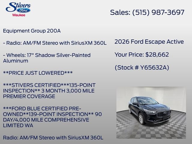 Certified 2026 Ford Escape Active w/ Cold Weather Package AWD/4WD image 16