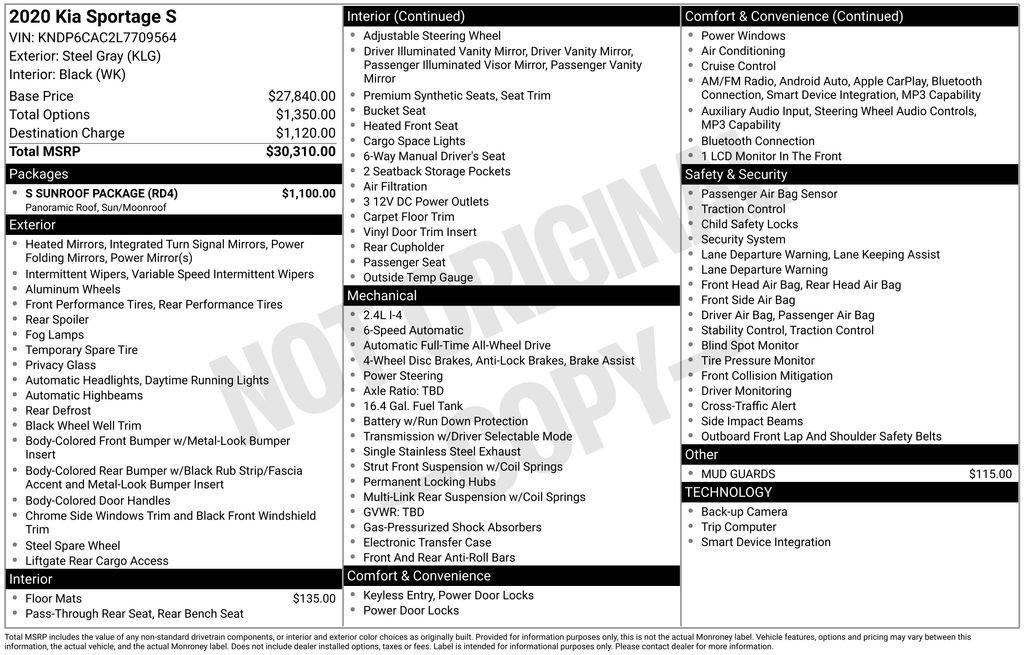 Used 2020 Kia Sportage S w/ S Sunroof Package image 5