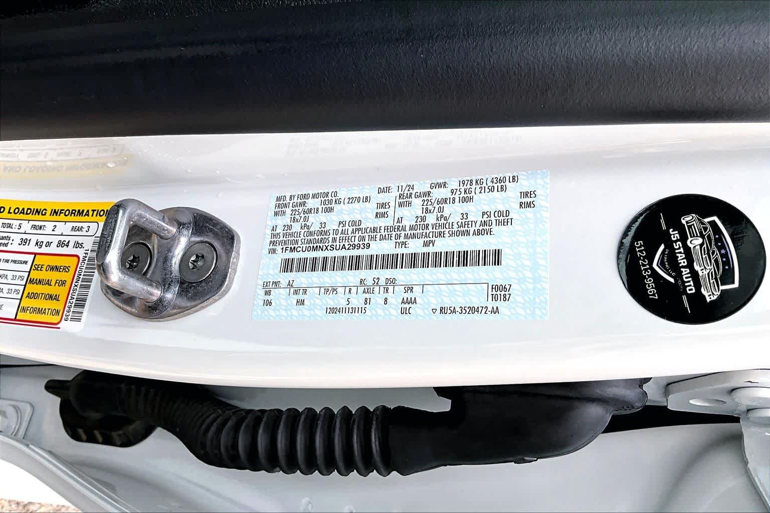 Certified 2025 Ford Escape ST-Line w/ Tech Pack #1 FWD image 34