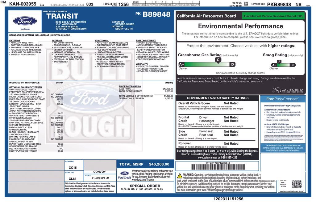 Certified 2023 Ford Transit 250 Low Roof w/ Exterior Upgrade Package RWD image 3