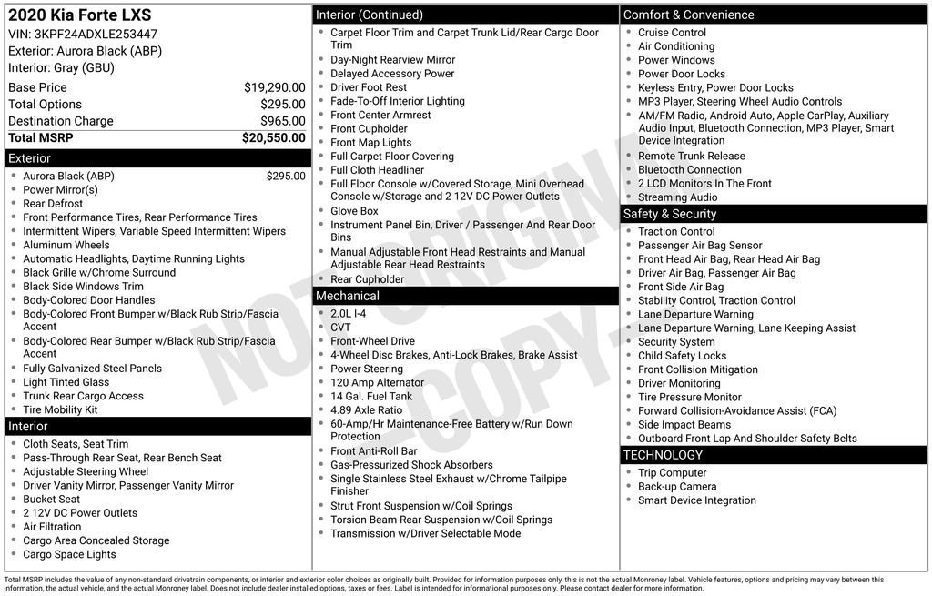 Used 2020 Kia Forte LXS image 1