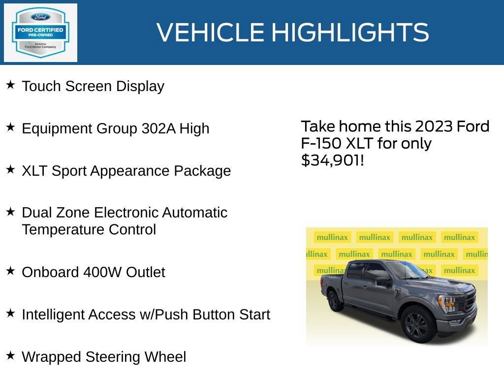 Certified 2023 Ford F150 XLT w/ Equipment Group 302A High RWD image 22