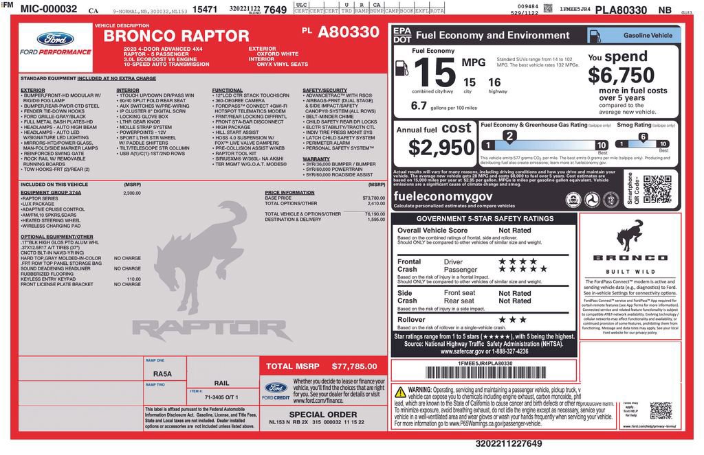 Certified 2023 Ford Bronco Raptor image 33