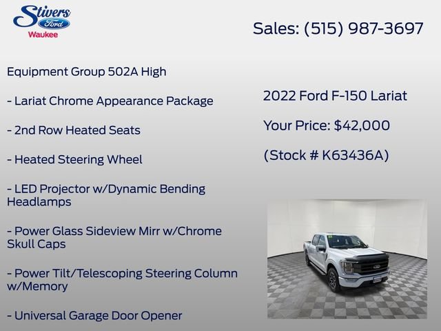 Certified 2022 Ford F150 Lariat w/ Equipment Group 502A High AWD/4WD image 16