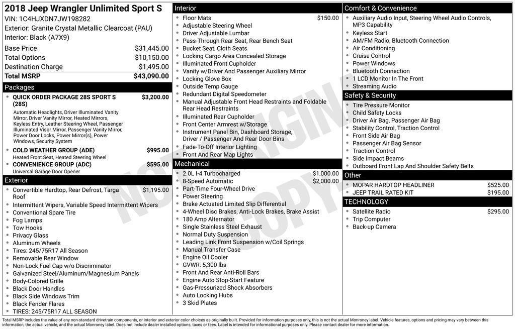 Used 2018 Jeep Wrangler Unlimited Sport S image 14