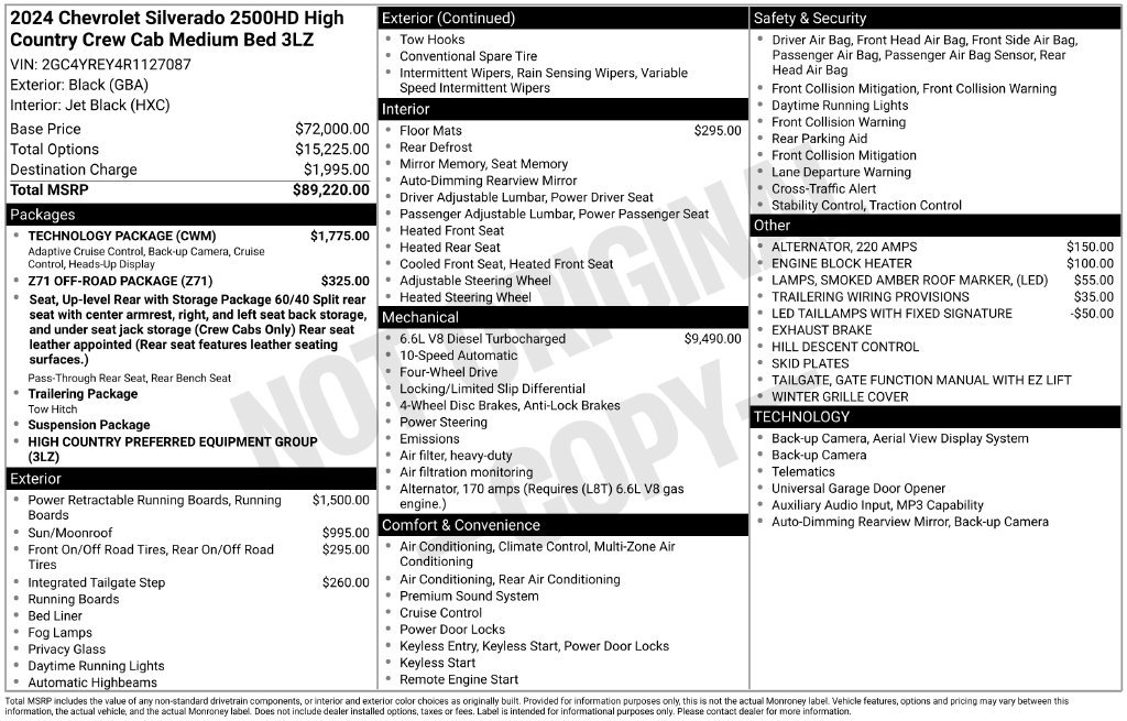 Used 2024 Chevrolet Silverado 2500 High Country w/ Technology Package AWD/4WD image 7